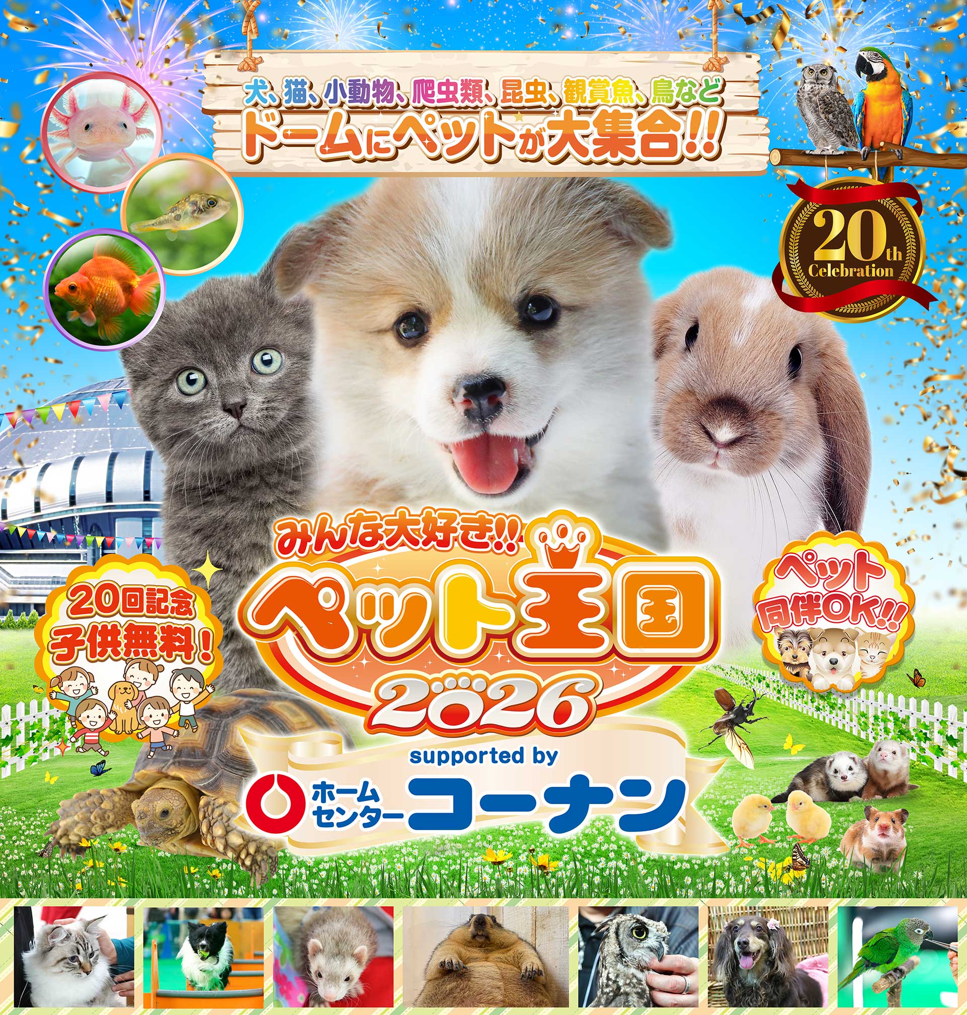みんな大好き！！ペット王国2026 犬、猫、小動物、爬虫類、昆虫、観賞魚、鳥など ドームにペットが大集合！！